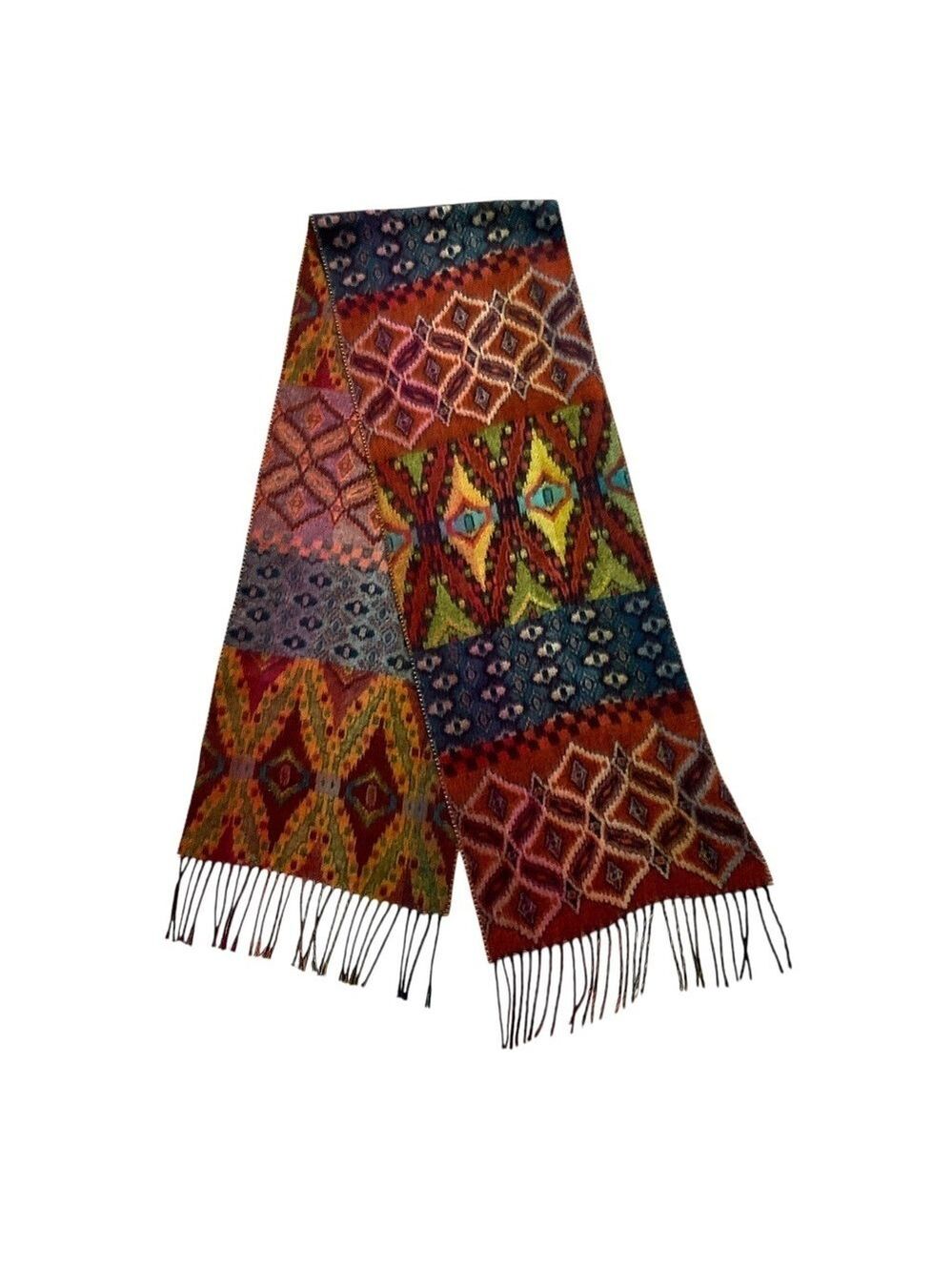 Fraas Cashmink Scarf Multicolor Geometric Pattern 71” 100% Acrylic